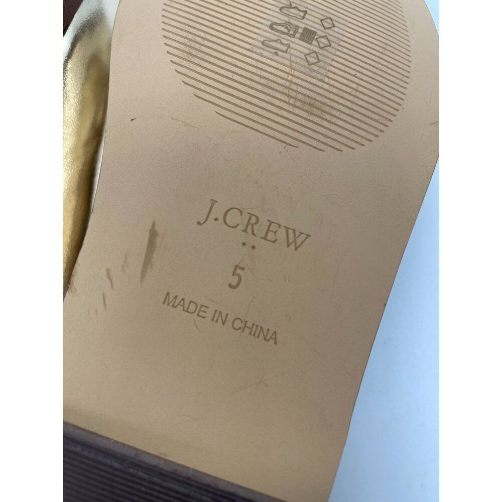 J. Crew Crew Cuts Girls Metallic Gold Horse Bit Loafers‎ Flats Sz 5 Preppy Shool - Picture 11 of 12